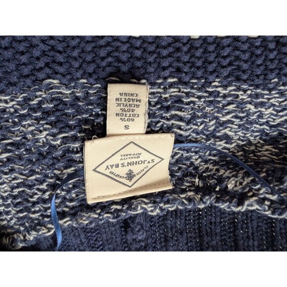 St Johns Bay Navy & Light Blue Nordic Open Front Duster Cardigan Sweater S - Picture 6 of 9